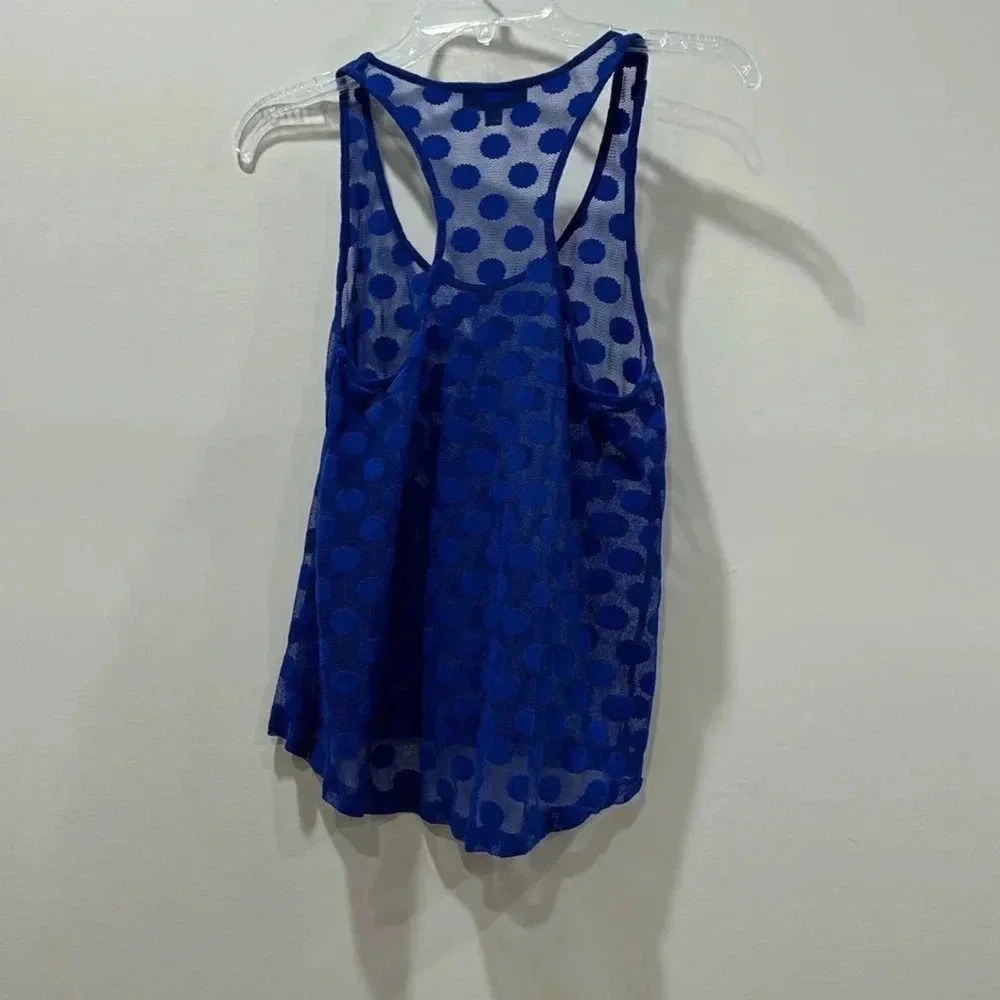 Iris Basic Royal Blue Polkadot Racer Back Tank Size S - Picture 4 of 7